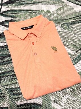 Travis Mathew Polo Shirt Golf Men's Coral Polo Shirt Men’s Size Medium Orange